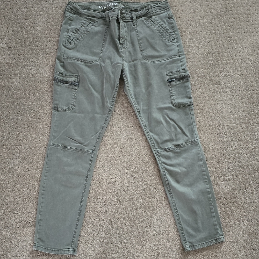 AVA & VIV Women's Gray Cargo Jeans
